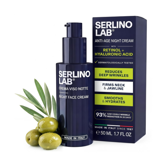 SerlinoLab Night Face Cream for Men – Anti-Aging Moisturizer with Retinol & Hyaluronic Acid, Hydrates Skin, Helps Reduce Wrinkles, Improves Firmness and Elasticity, 1.7 fl oz
